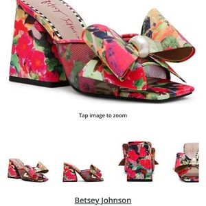 Betsey Johnson Jordn Oversized Bow Pearl Embellished Slide Sandals. 8.5. NWB